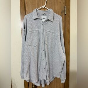 Aerie Light Gray Waffle Knit Top